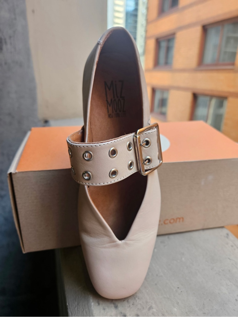 Miz Mooz Blush Nude Leather Mary Jane with Grommet Buckle